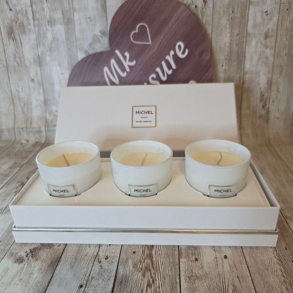 Michel Germain White Scented Soy Candles Set of 3